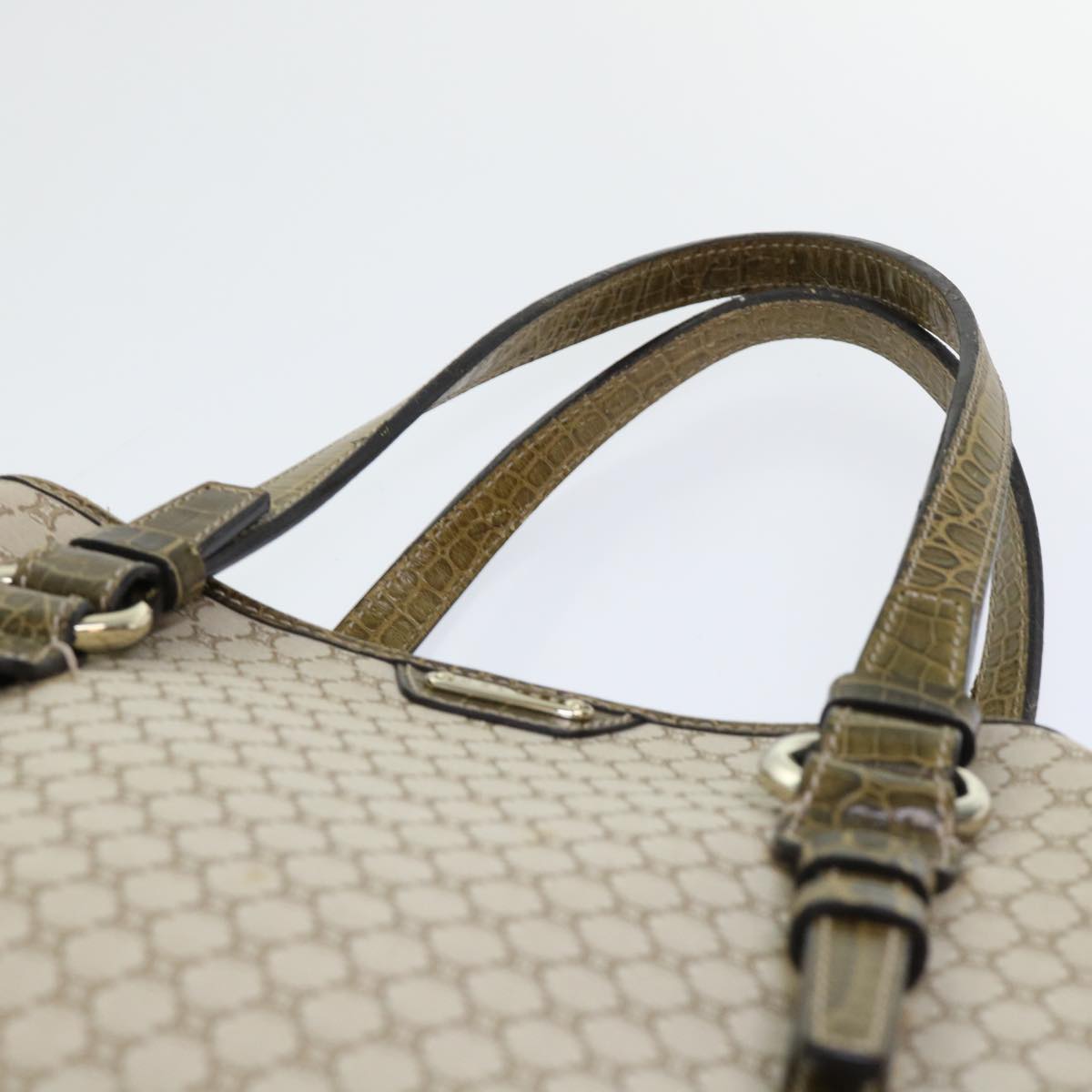 CELINE Macadam Canvas Shoulder Bag Beige Auth bs7394