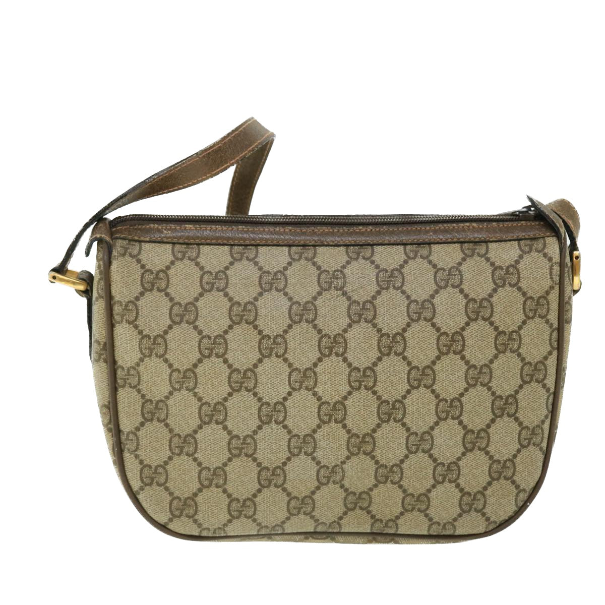 GUCCI GG Canvas Web Sherry Line Shoulder Bag Beige Red 89.02.032 Auth bs7395