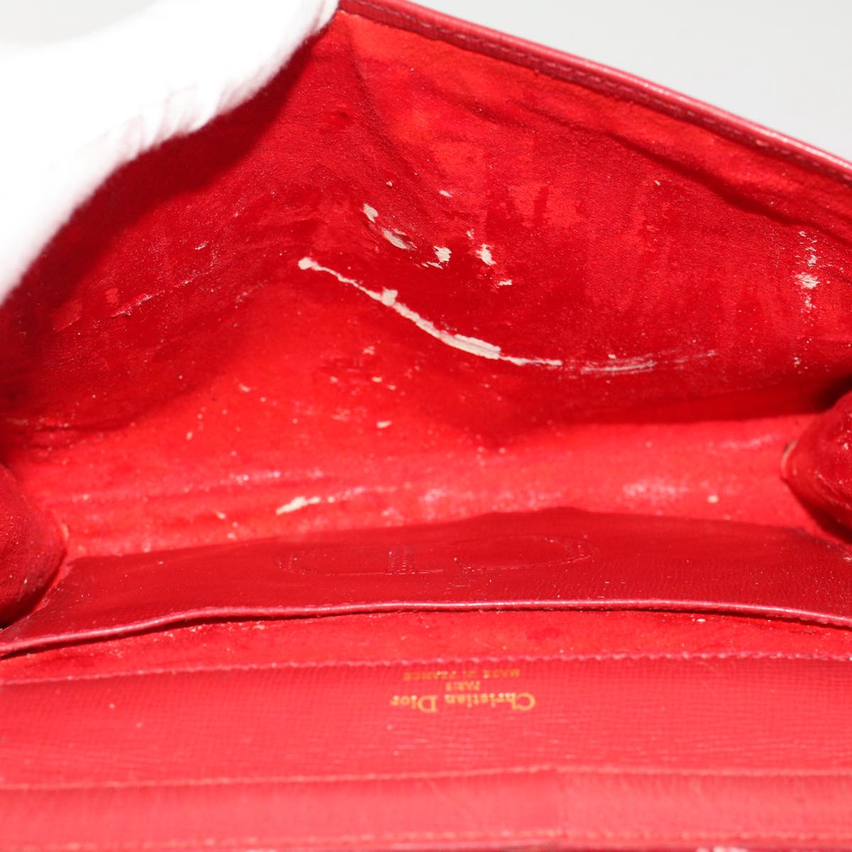 Christian Dior Pouch Shoulder Bag Leather 2Set Red Black Auth bs7409