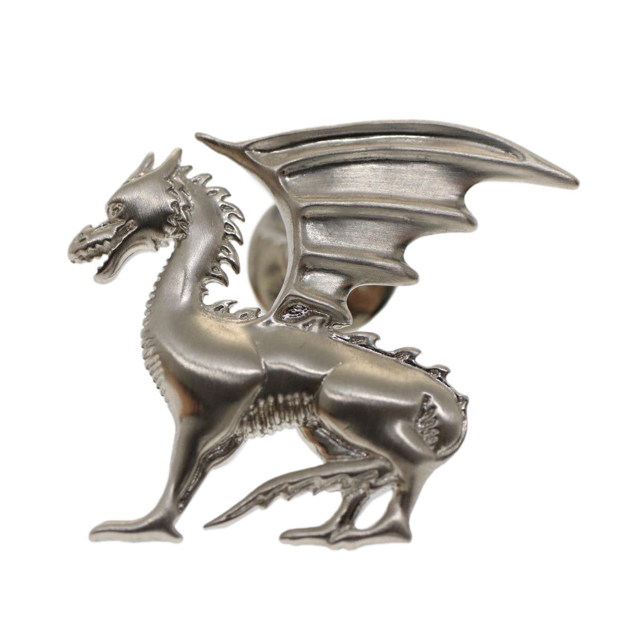 HERMES Dragon Brooch Metal Silver Auth bs7410 - 0