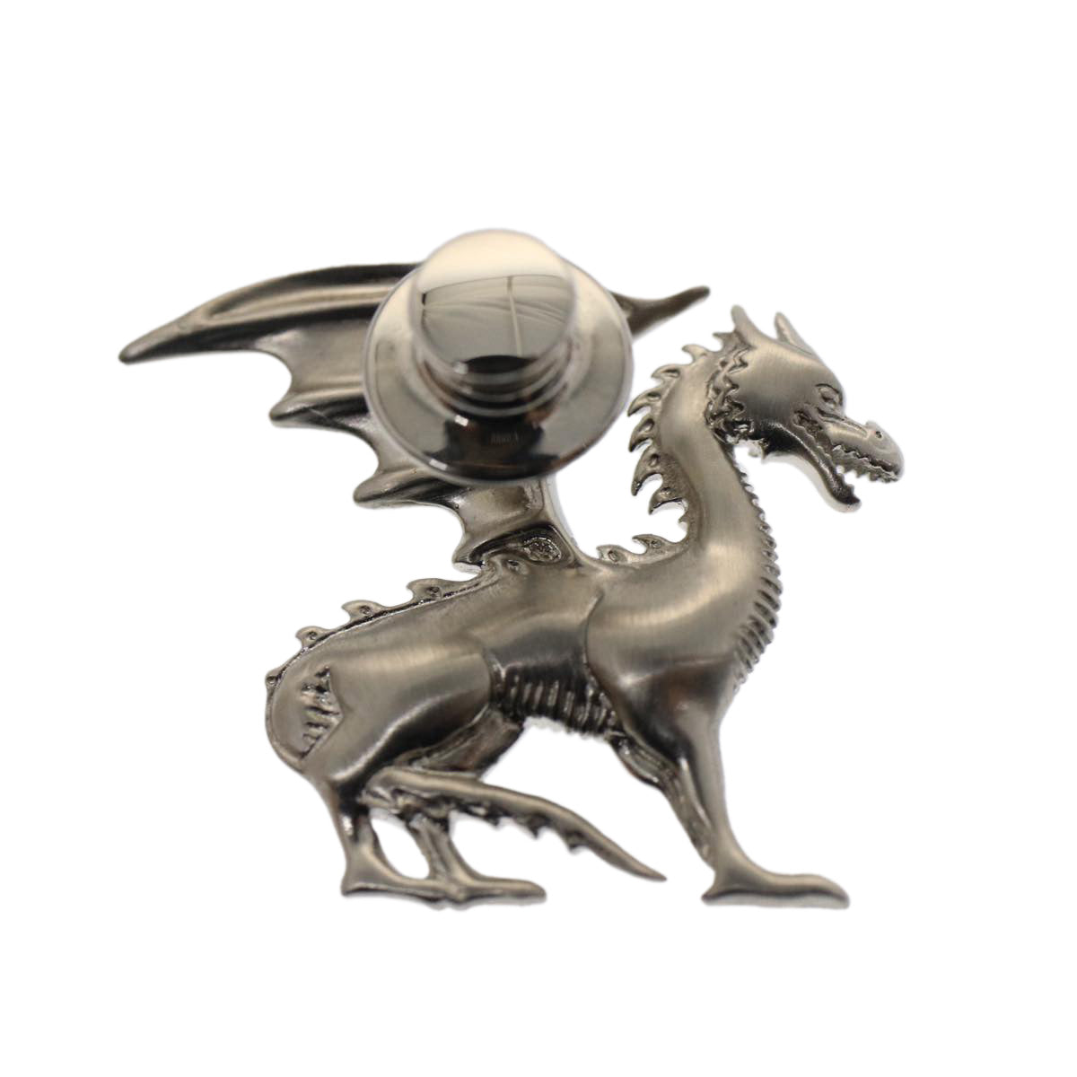 HERMES Dragon Brooch Metal Silver Auth bs7410