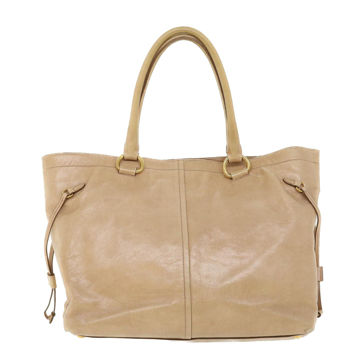 PRADA Shoulder Bag Leather Beige Auth bs7414 - 0