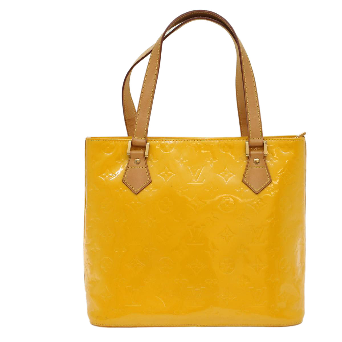 LOUIS VUITTON Monogram Vernis Houston Hand Bag Lime Yellow M91055 LV Auth bs7439 - 0