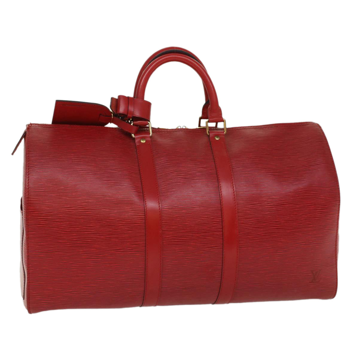 LOUIS VUITTON Epi Keepall 45 Boston Bag Red M42977 LV Auth bs7451