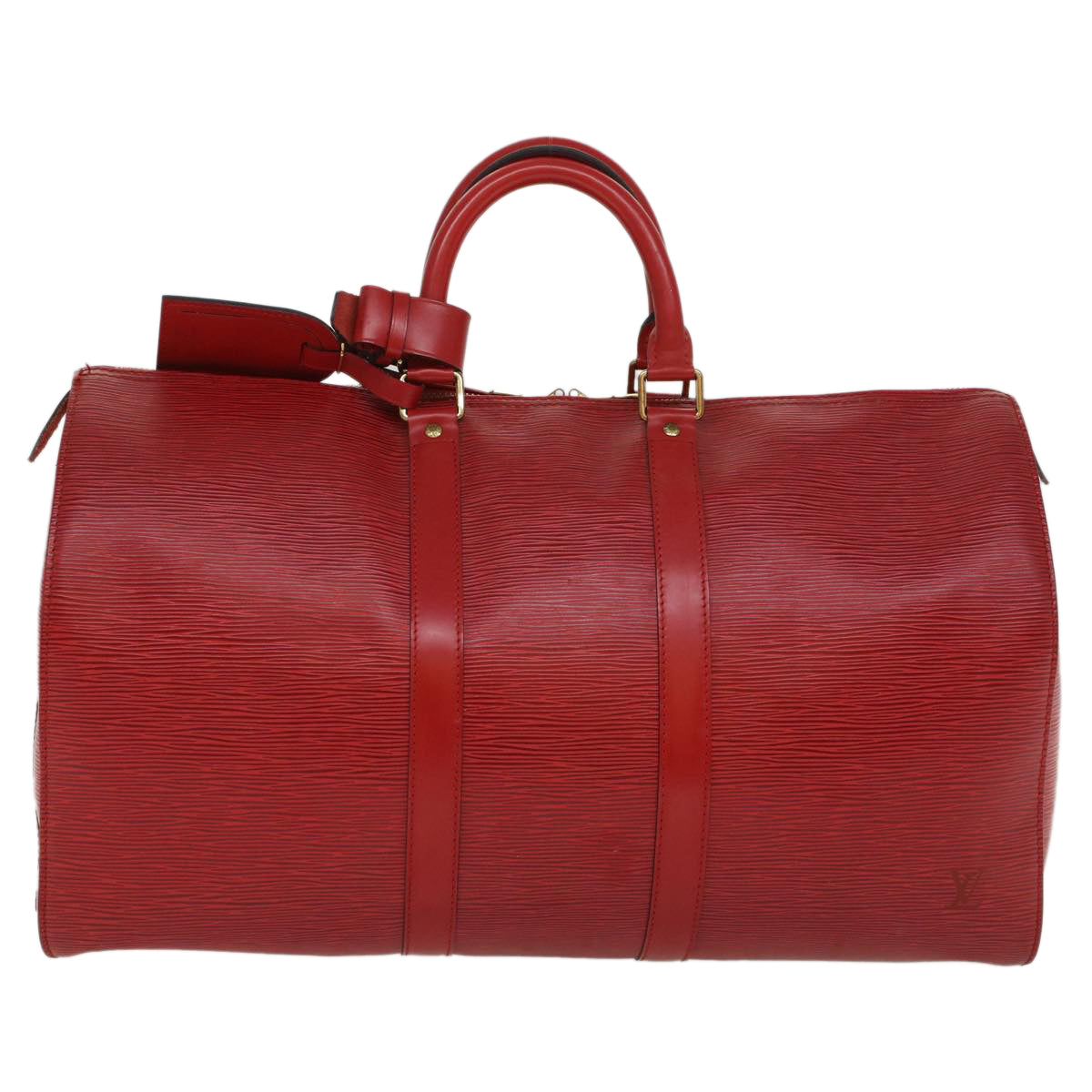 LOUIS VUITTON Epi Keepall 45 Boston Bag Red M42977 LV Auth bs7451