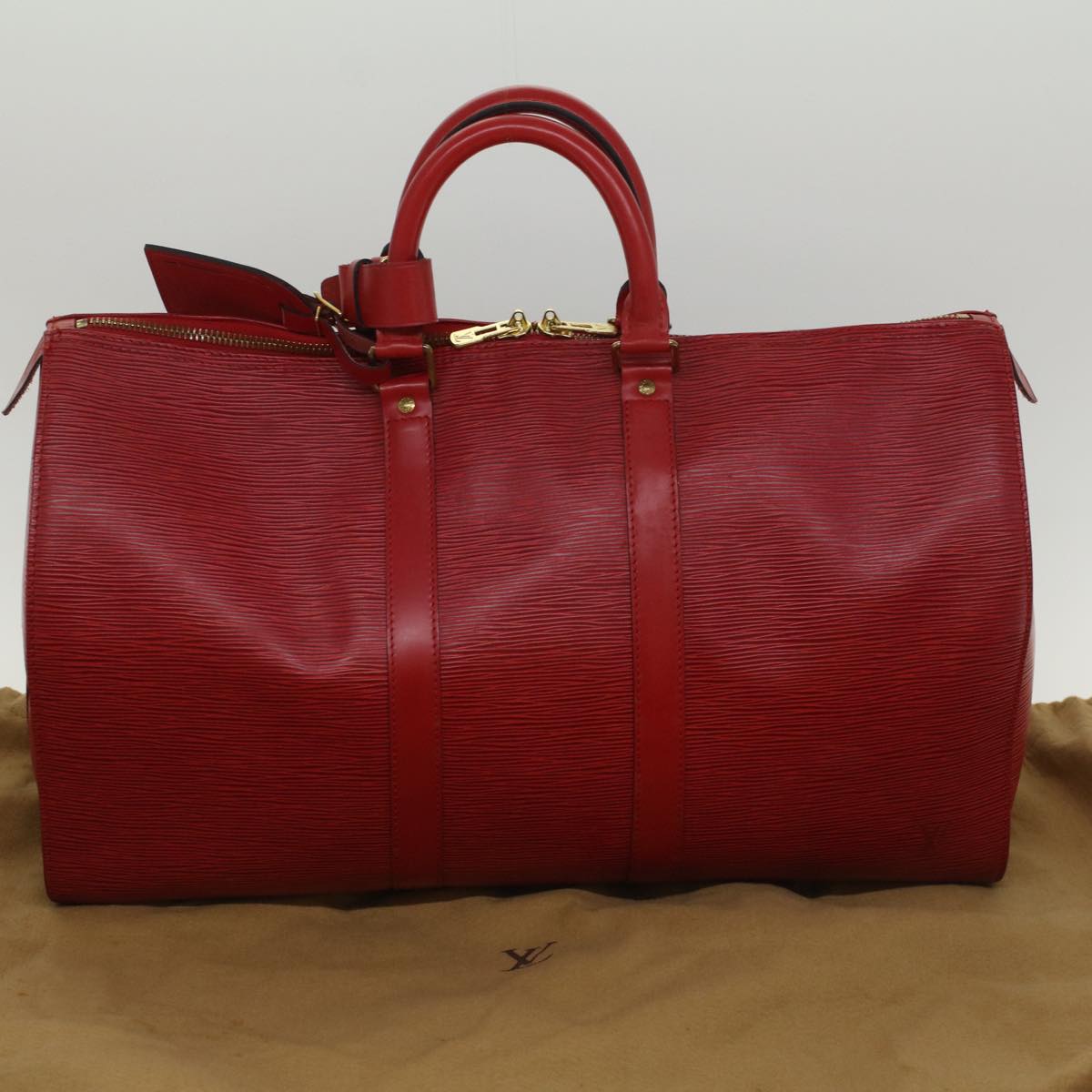 LOUIS VUITTON Epi Keepall 45 Boston Bag Red M42977 LV Auth bs7451