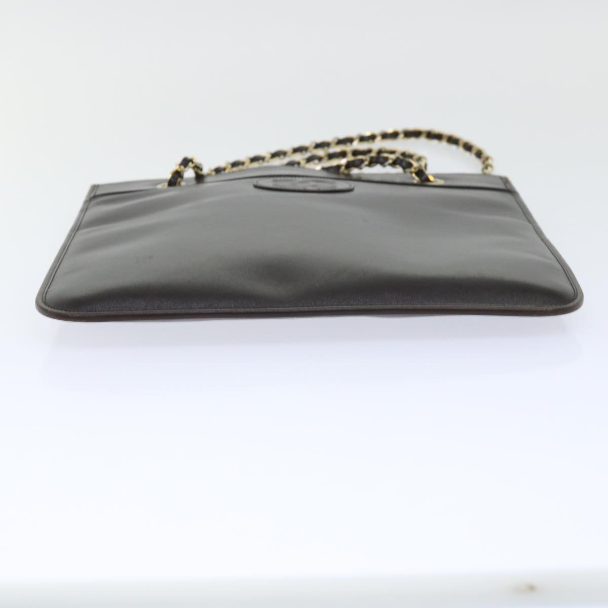 CHANEL Chain Shoulder Bag Leather Brown CC Auth bs7457