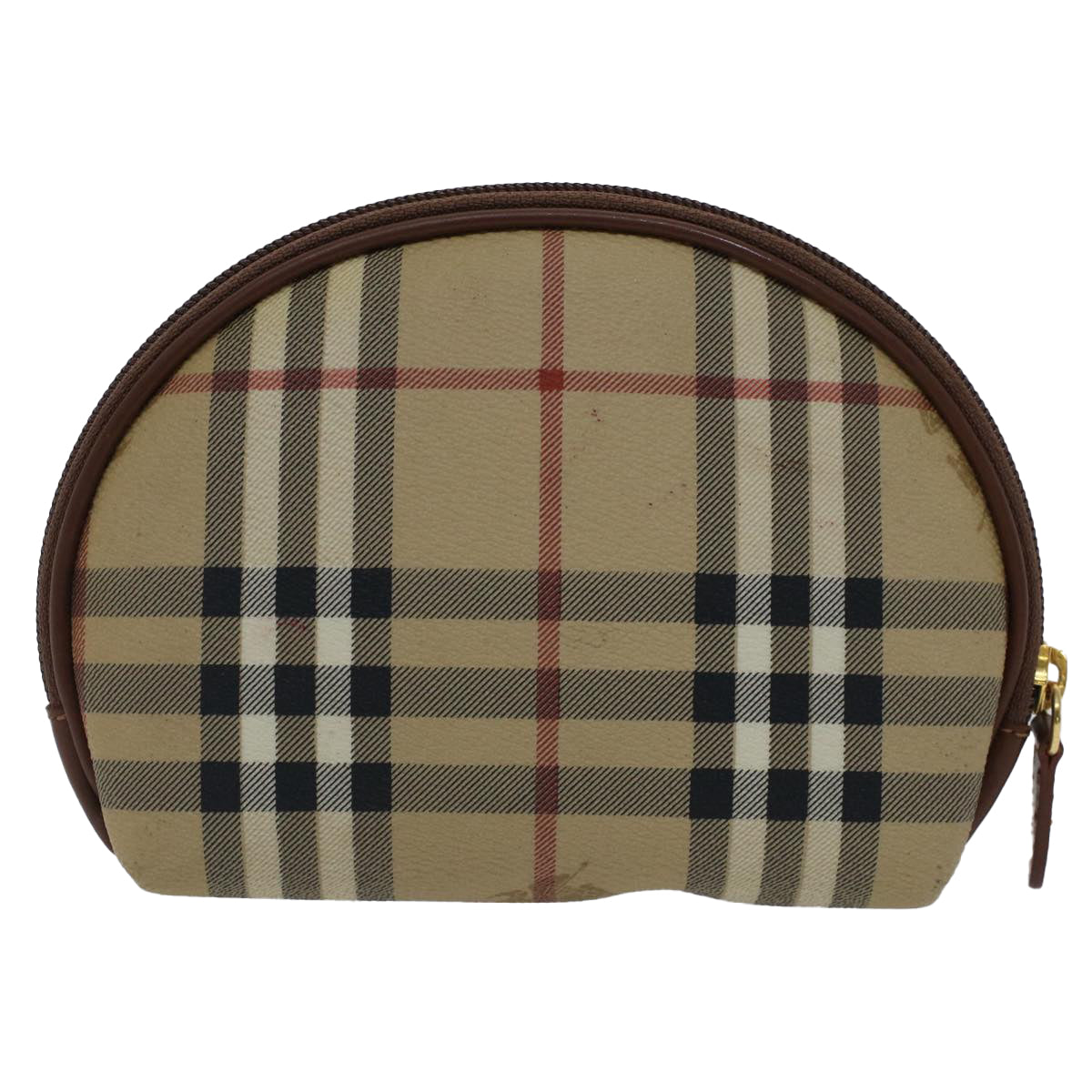 BURBERRY Nova Check Pouch PVC Leather Beige Auth bs7458 - 0