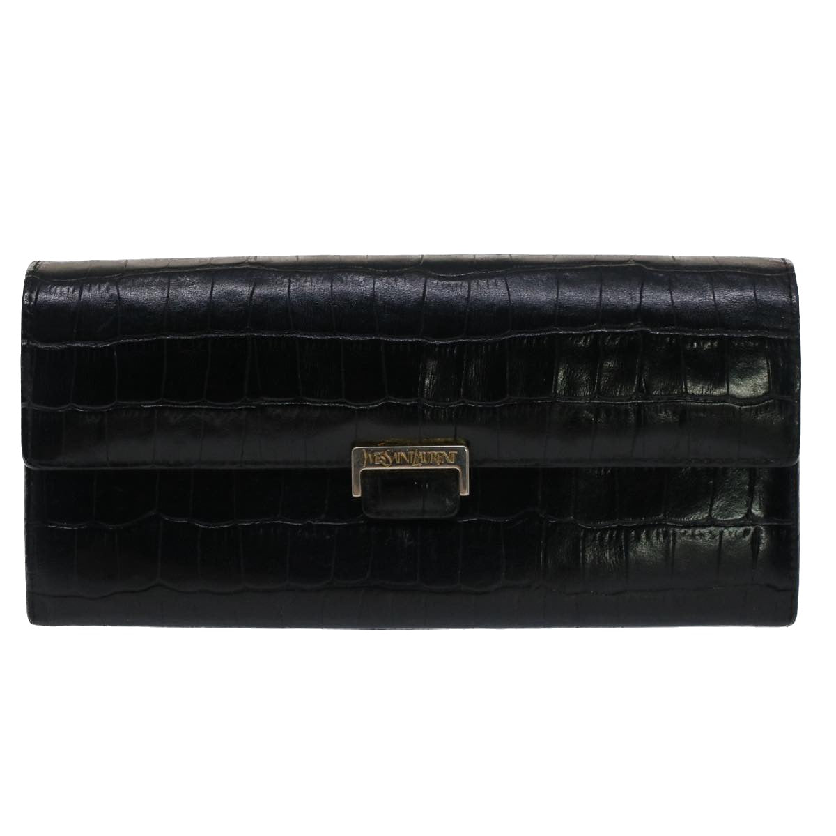 SAINT LAURENT Wallet Leather 3Set Black Auth bs7465