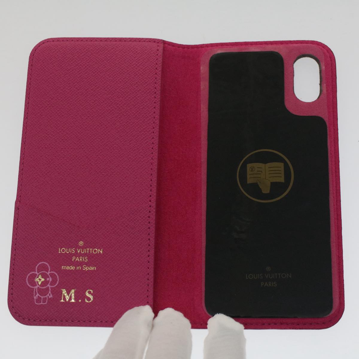 LOUIS VUITTON Monogram iPhone Case X Pink M63444 LV Auth bs7467