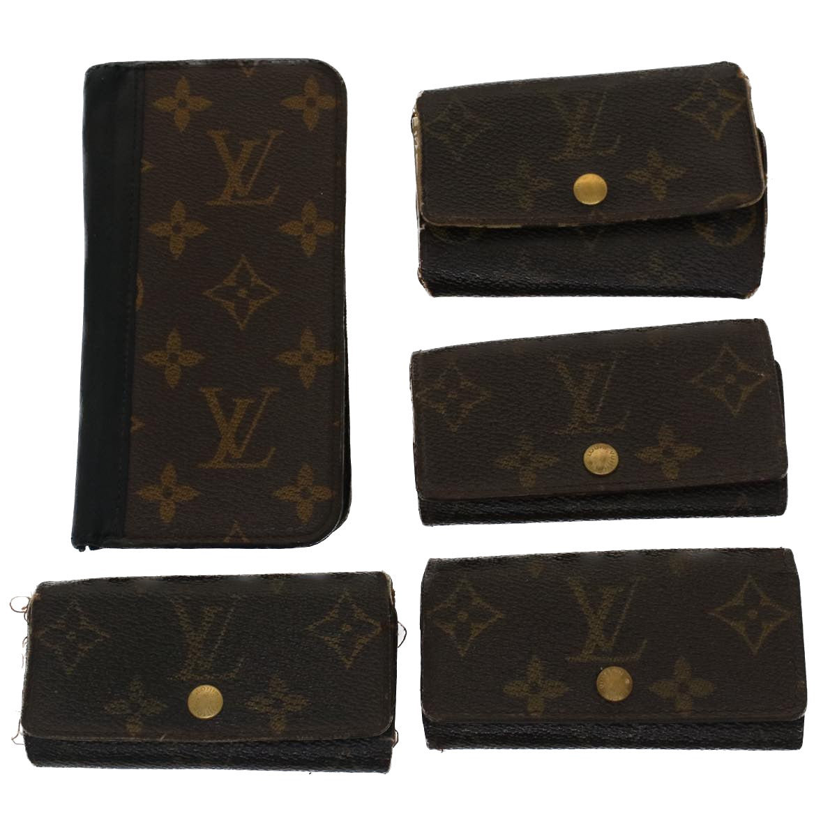 LOUIS VUITTON Monogram iPhone Case Key Case 5Set LV Auth bs7469