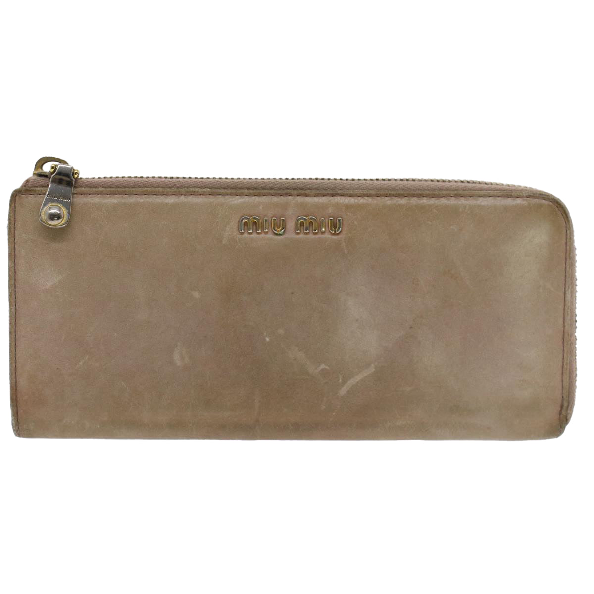 Miu Miu Long Wallet Leather Enamel 5Set Brown Yellow gray Auth bs7470 - 0