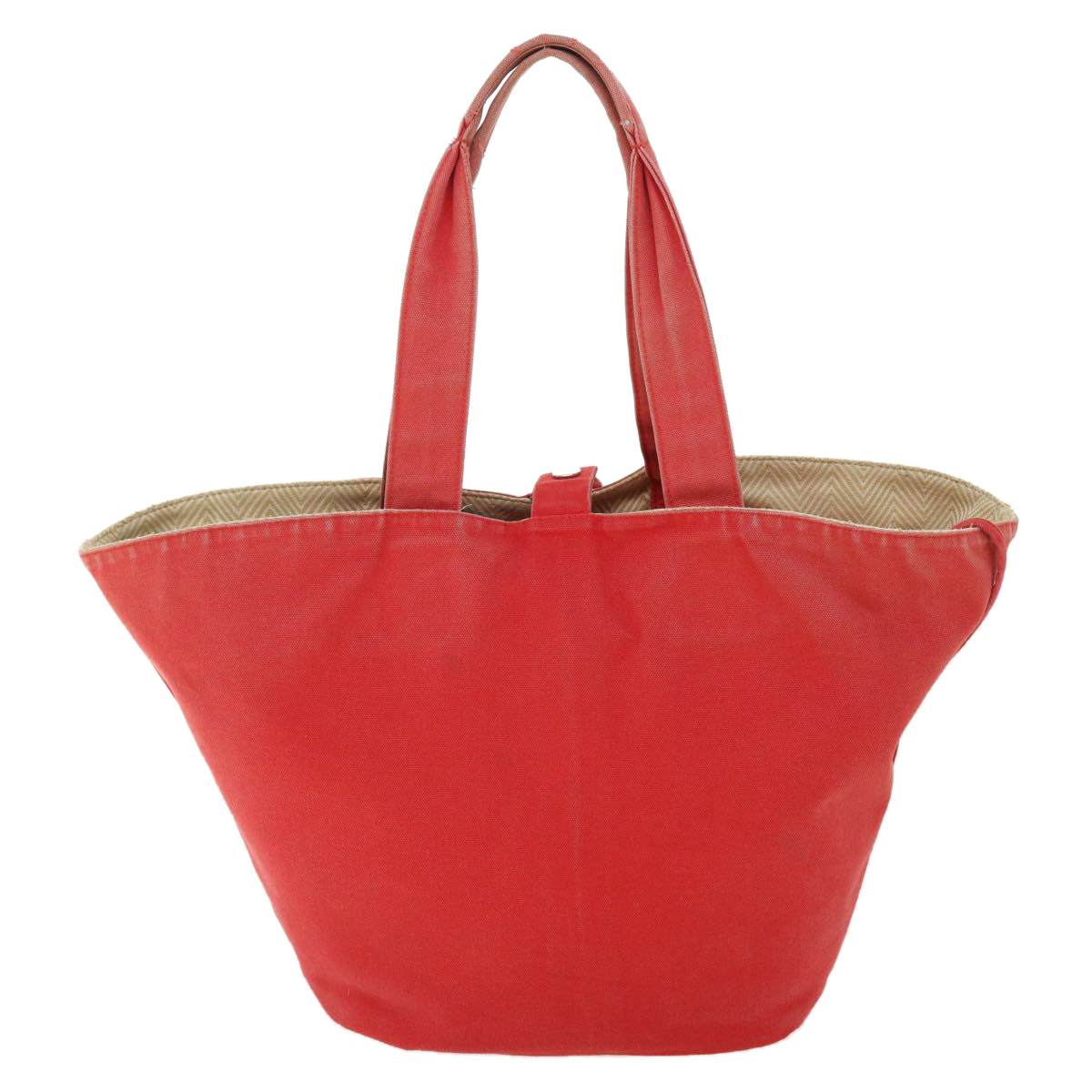 HERMES Panniedo Plage Tote Bag Canvas Red Auth bs7474 - 0