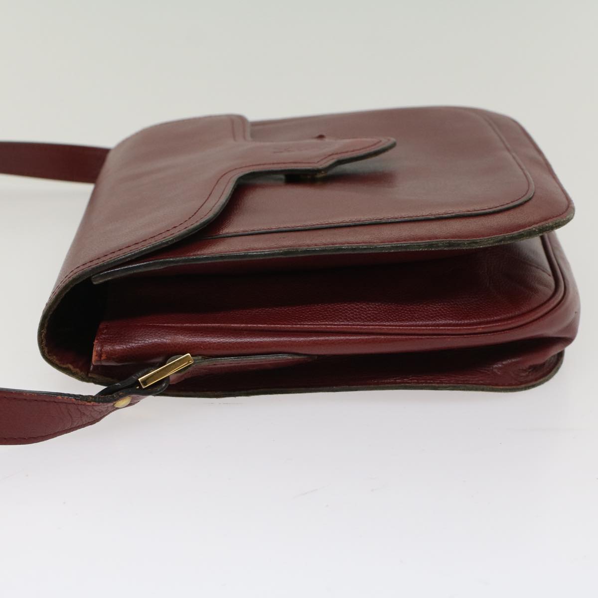 SAINT LAURENT Shoulder Bag Leather Red Auth bs7485