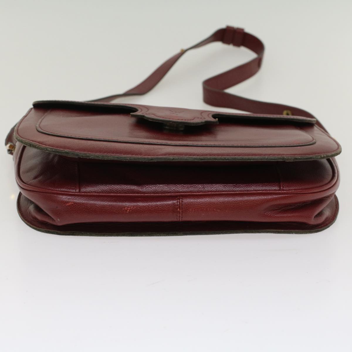 SAINT LAURENT Shoulder Bag Leather Red Auth bs7485