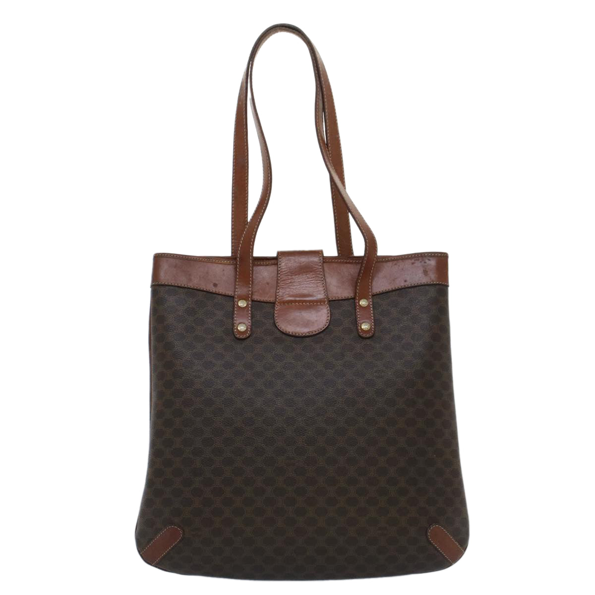 CELINE Macadam Canvas Shoulder Bag PVC Leather Brown Auth bs7491 - 0