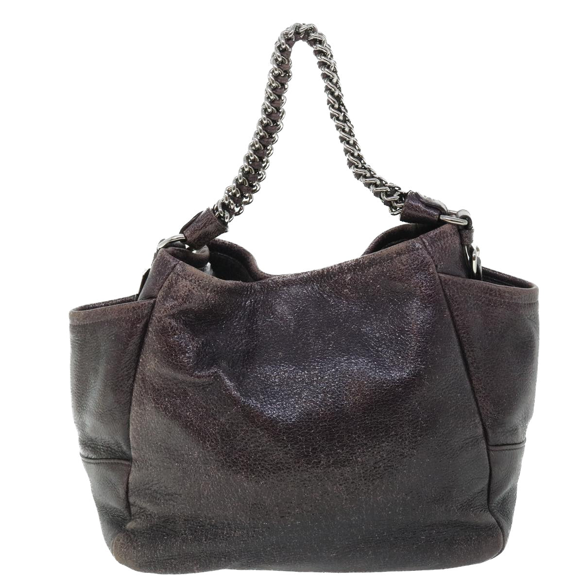 PRADA Chain Shoulder Bag Leather Purple Auth bs7494 - 0
