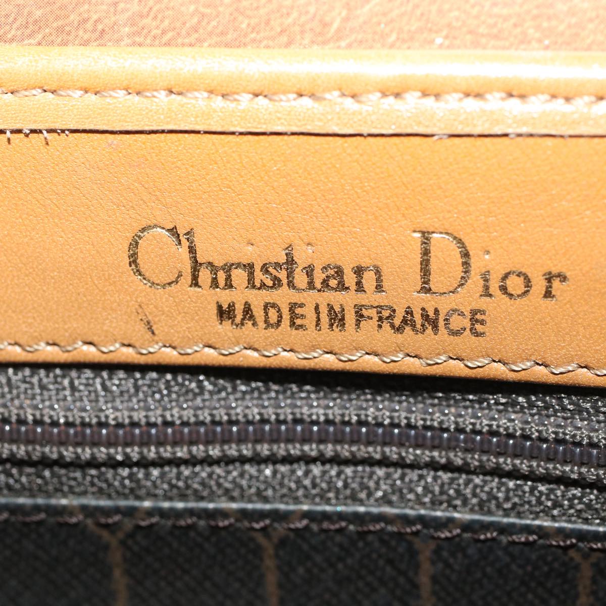 Christian Dior Honeycomb Canvas Shoulder Bag PVC Leather Black Auth bs7496