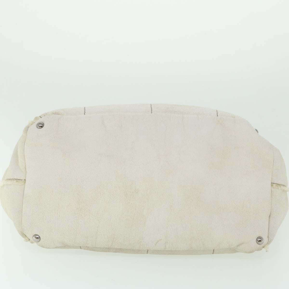 PRADA Tote Bag Leather White Auth bs7498