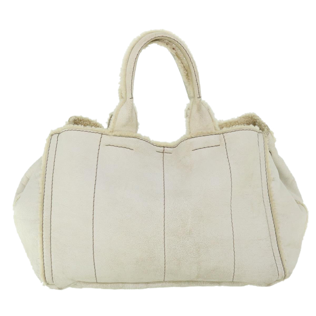 PRADA Tote Bag Leather White Auth bs7498 - 0