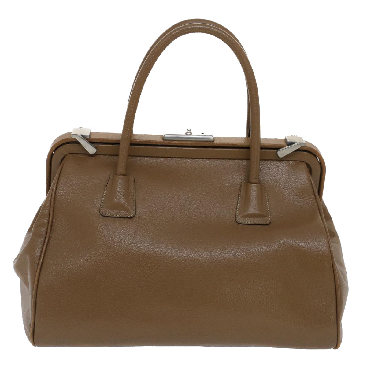 PRADA Hand Bag Leather Brown Auth bs7500