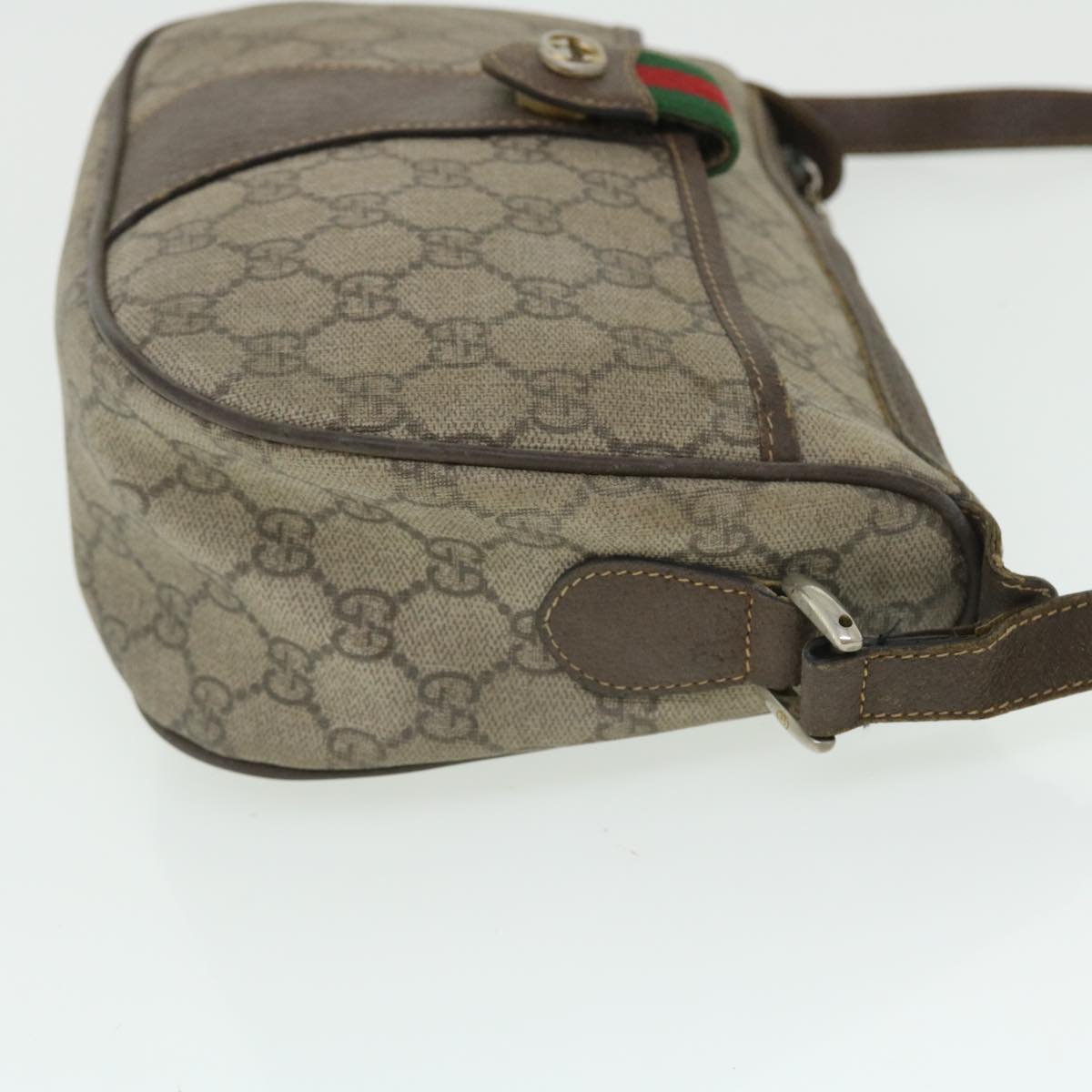 GUCCI GG Canvas Web Sherry Line Shoulder Bag Beige Red 89.02.032 Auth bs7525