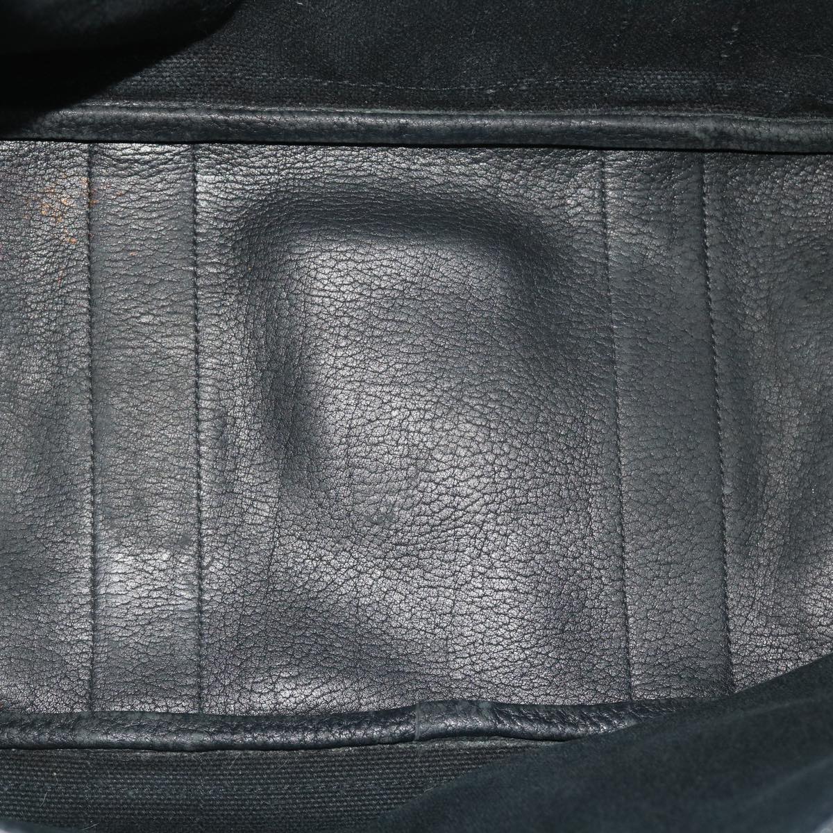 HERMES Pettit Ceinture Hand Bag Canvas Black Auth bs7527