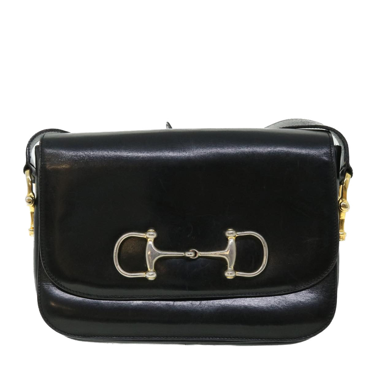 CELINE Shoulder Bag Leather Black Auth bs7529