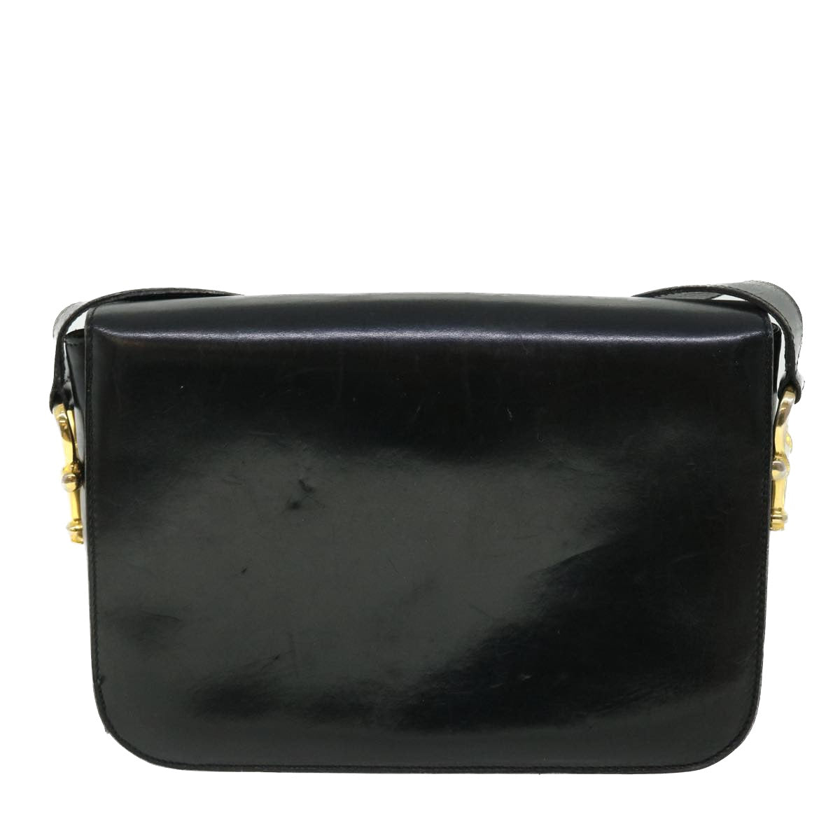 CELINE Shoulder Bag Leather Black Auth bs7529 - 0