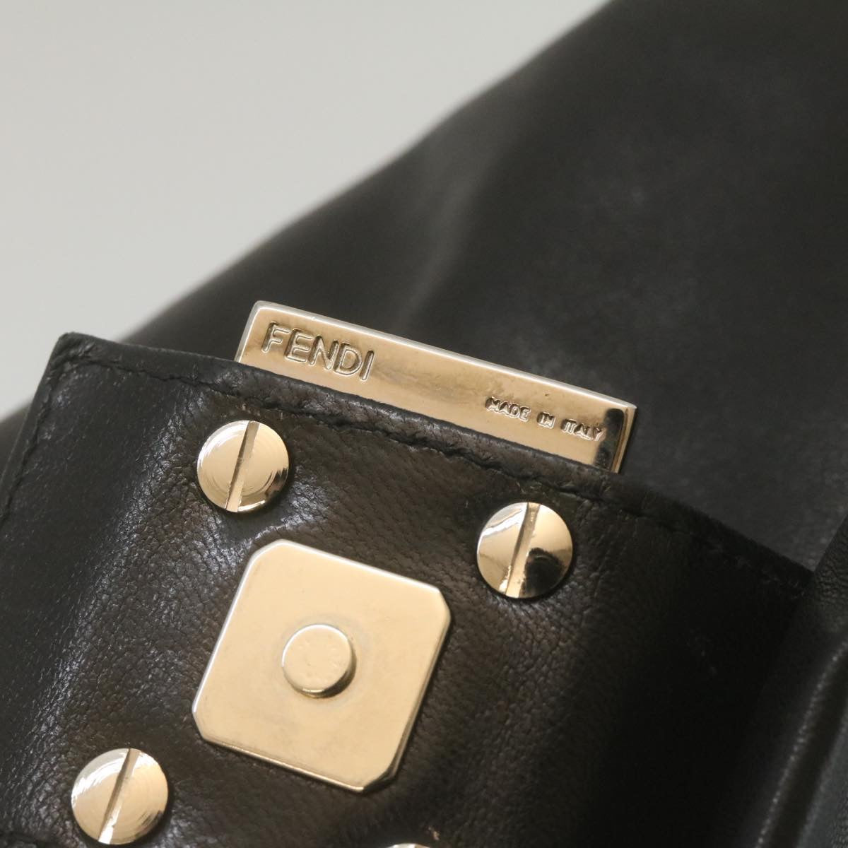 FENDI Mamma Baguette Shoulder Bag Leather Black Auth bs753