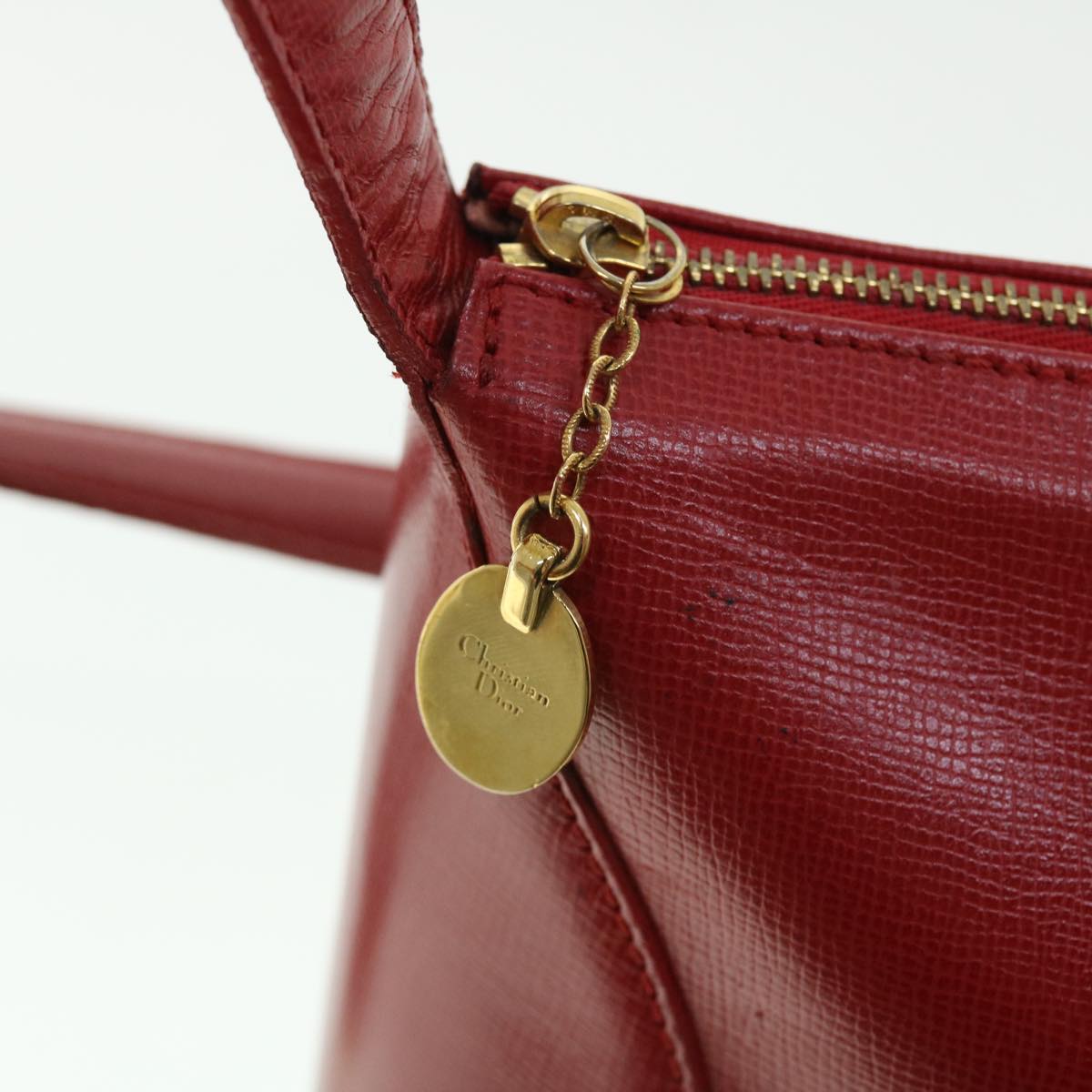 Christian Dior Shoulder Bag Leather Red Auth bs7530