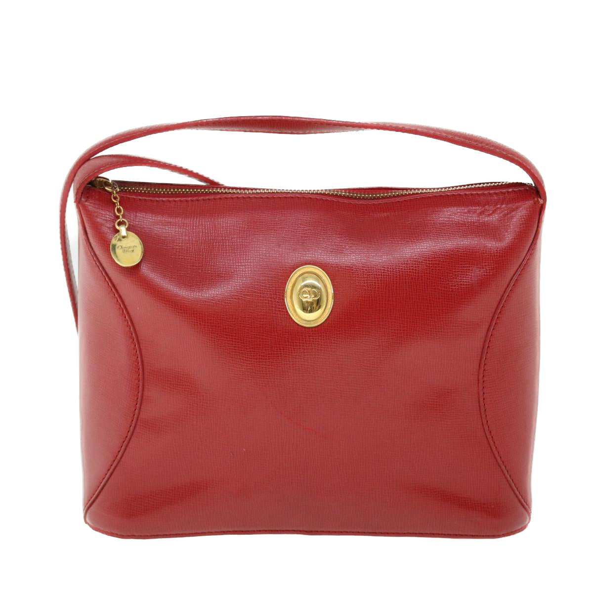 Christian Dior Shoulder Bag Leather Red Auth bs7530