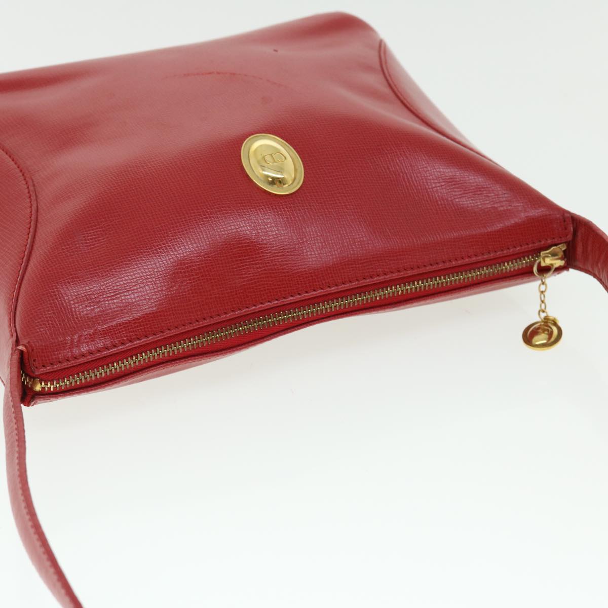 Christian Dior Shoulder Bag Leather Red Auth bs7530