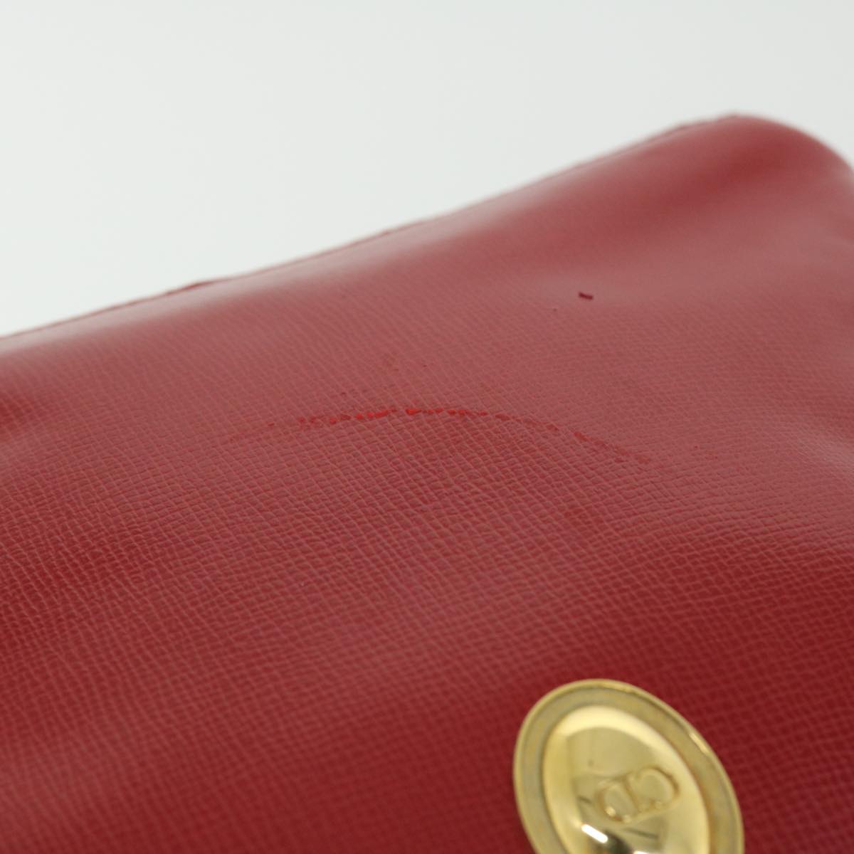 Christian Dior Shoulder Bag Leather Red Auth bs7530