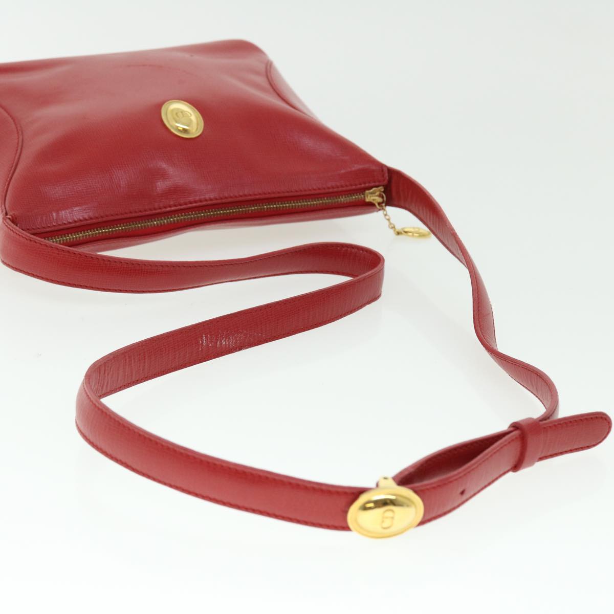 Christian Dior Shoulder Bag Leather Red Auth bs7530