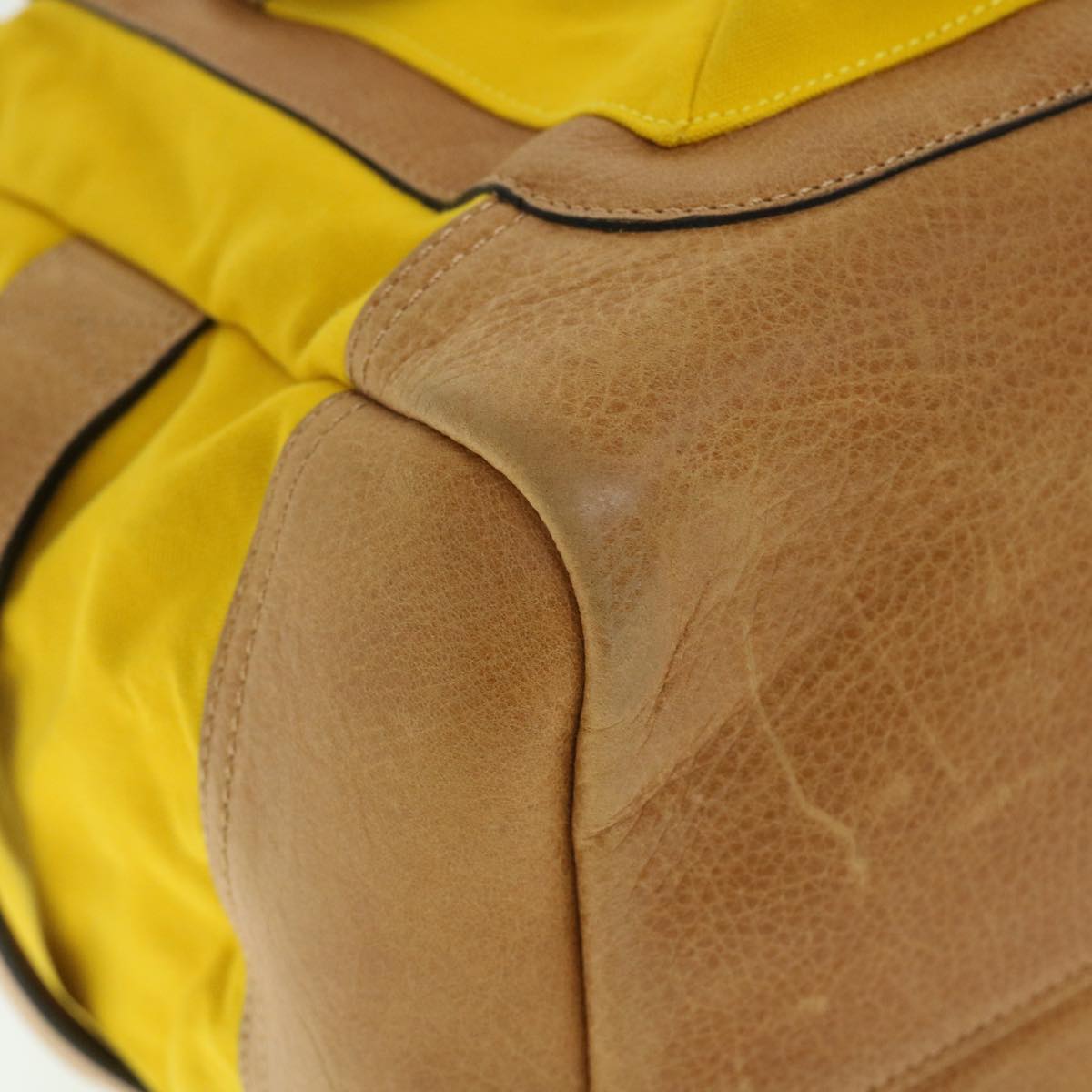 BURBERRY Shoulder Bag Canvas Leather Yellow Auth bs7538