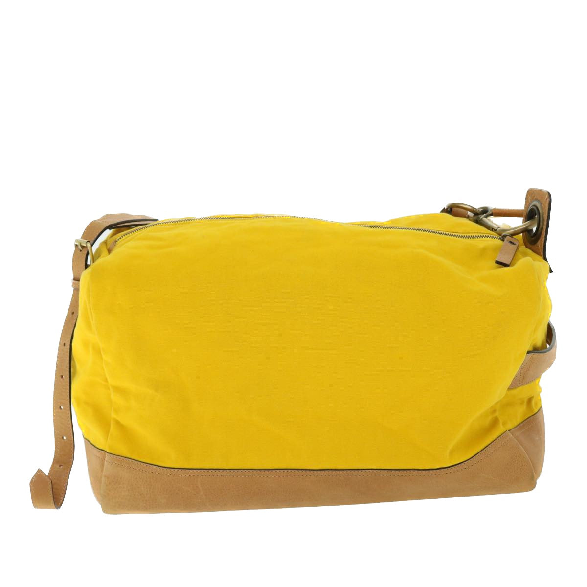 BURBERRY Shoulder Bag Canvas Leather Yellow Auth bs7538 - 0