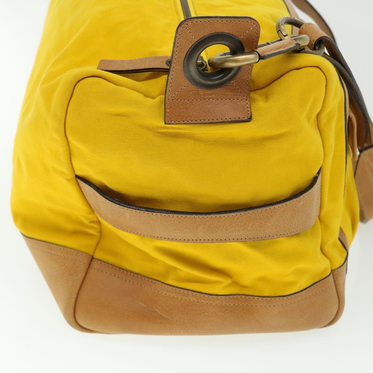 BURBERRY Shoulder Bag Canvas Leather Yellow Auth bs7538