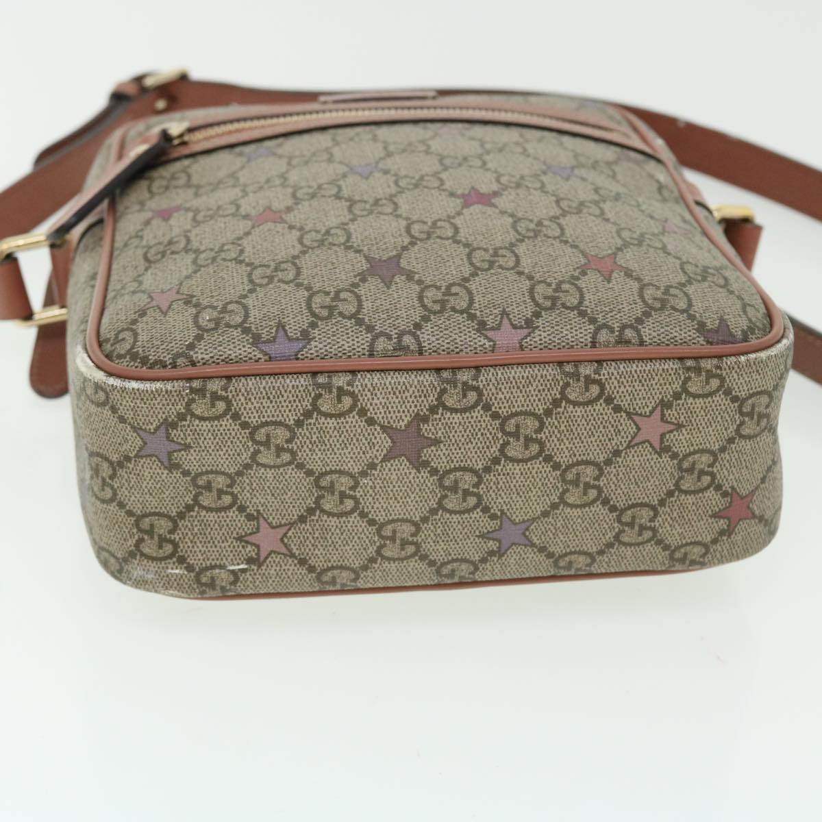 GUCCI GG Canvas Shoulder Bag PVC Leather Beige 233268 Auth bs7541