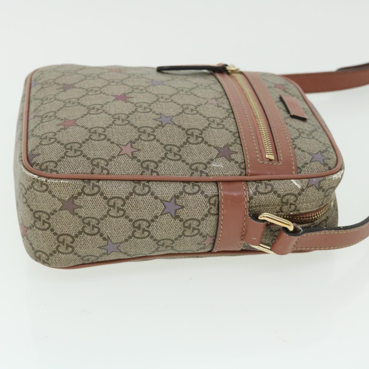 GUCCI GG Canvas Shoulder Bag PVC Leather Beige 233268 Auth bs7541