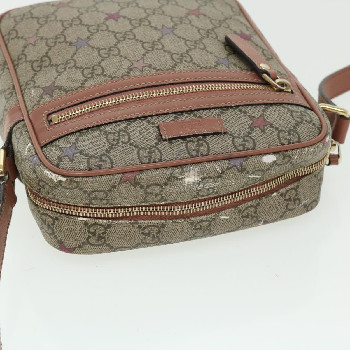 GUCCI GG Canvas Shoulder Bag PVC Leather Beige 233268 Auth bs7541