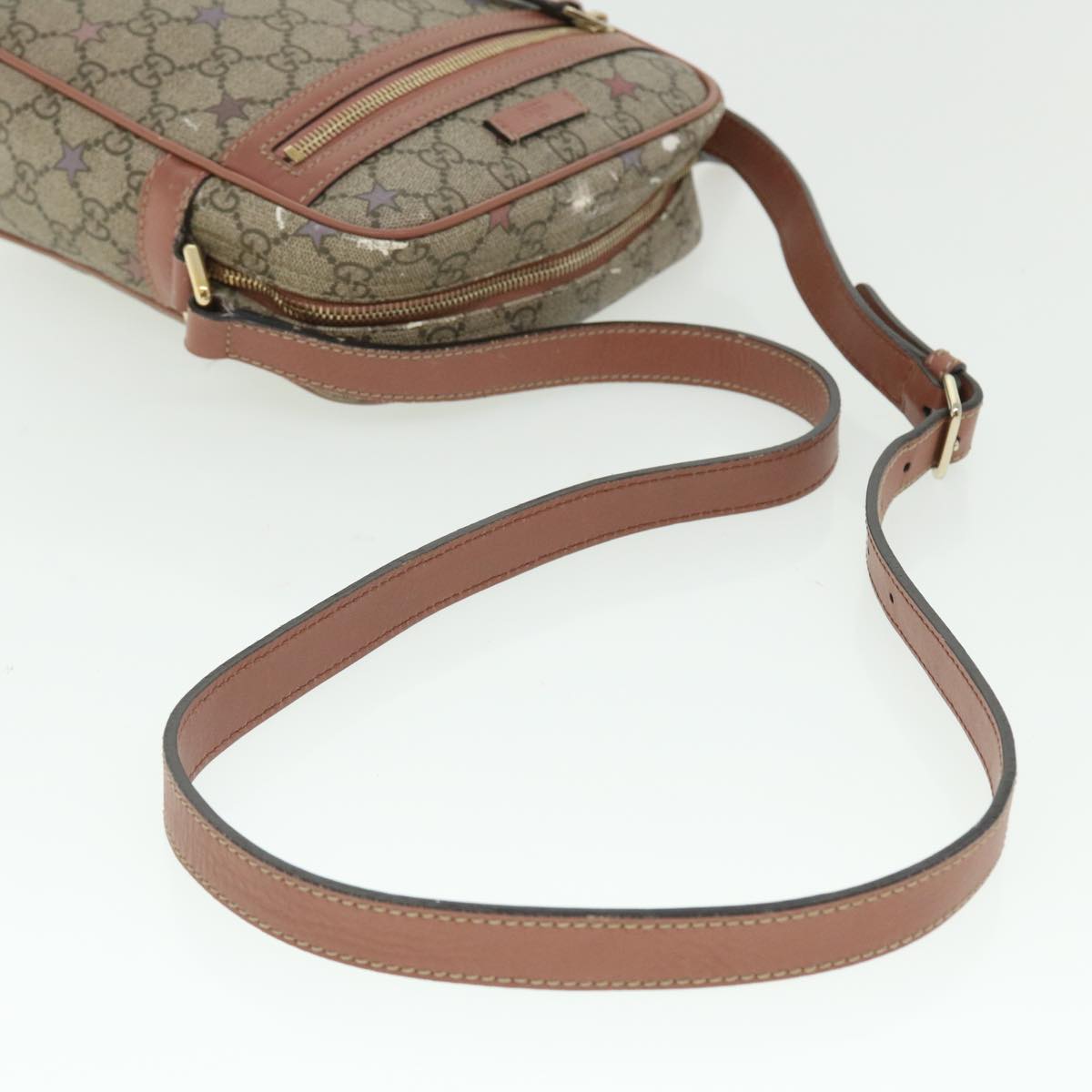 GUCCI GG Canvas Shoulder Bag PVC Leather Beige 233268 Auth bs7541