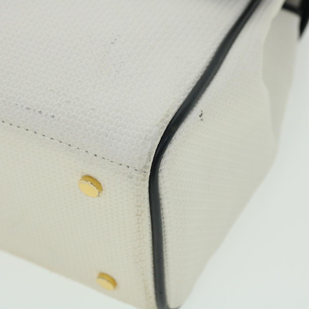 SAINT LAURENT Shoulder Bag PVC Leather 2way White Auth bs7543