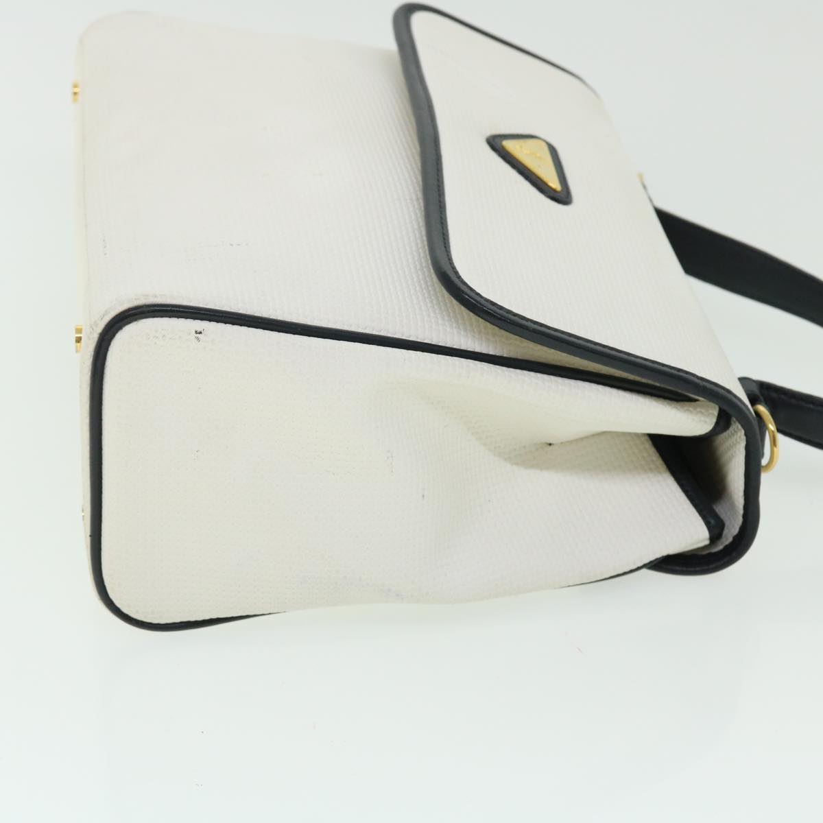 SAINT LAURENT Shoulder Bag PVC Leather 2way White Auth bs7543