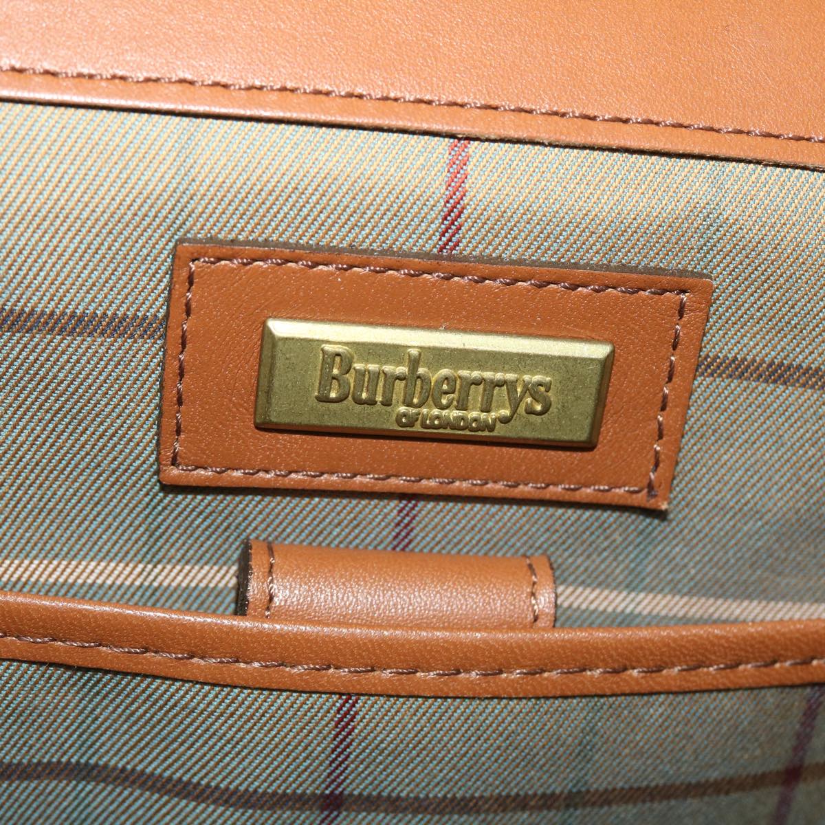Burberrys Briefcase Leather Brown Auth bs7549