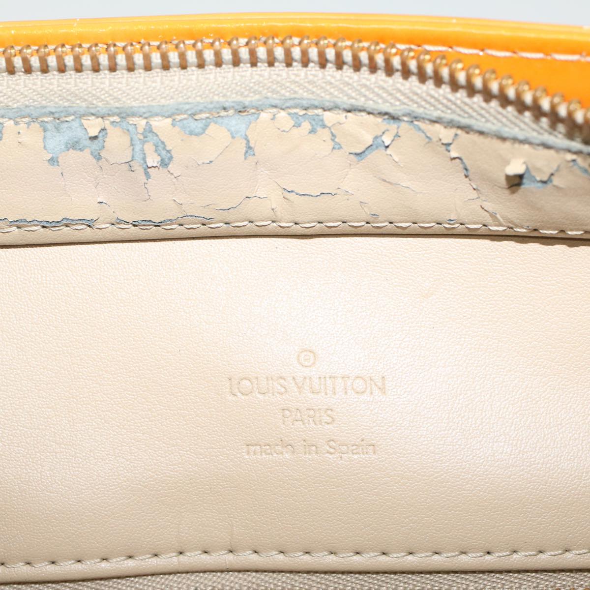 LOUIS VUITTON Monogram Vernis Houston Hand Bag Beige M91004 LV Auth bs7595