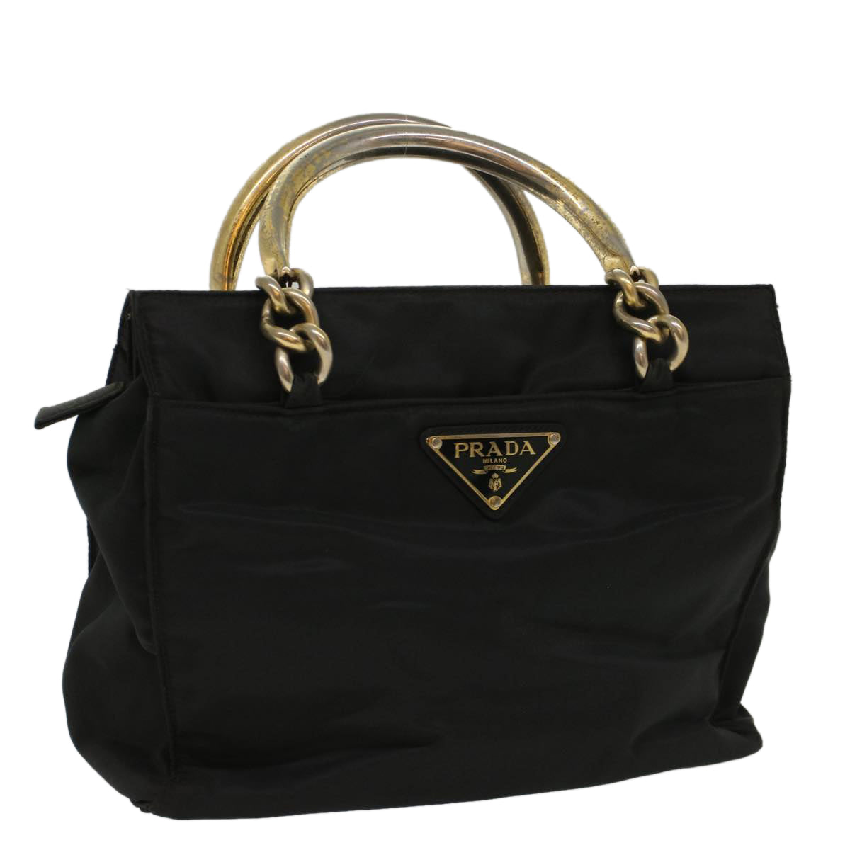 PRADA Hand Bag Nylon Black Auth bs7612