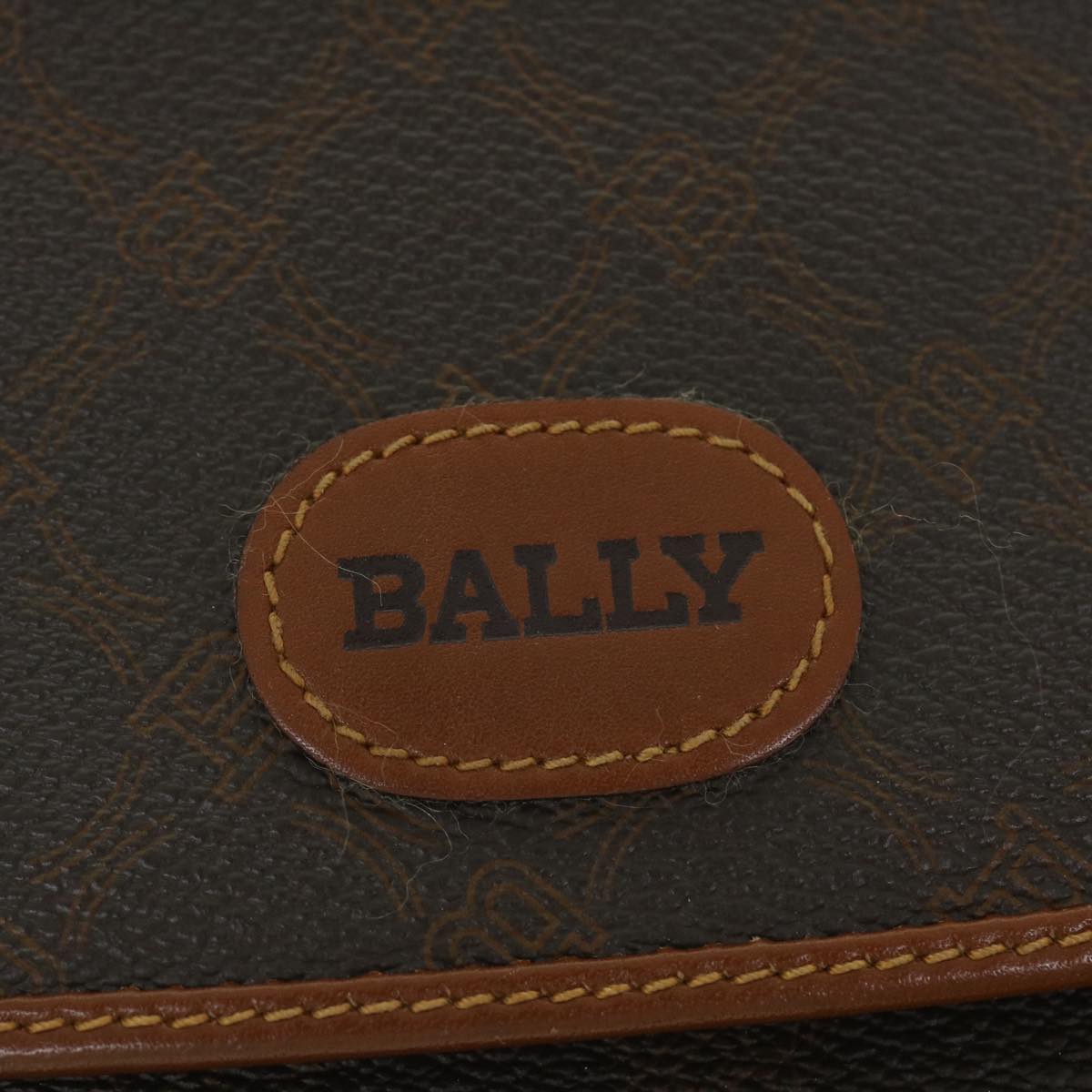 BALLY Hand Bag PVC Leather Brown Auth bs7618