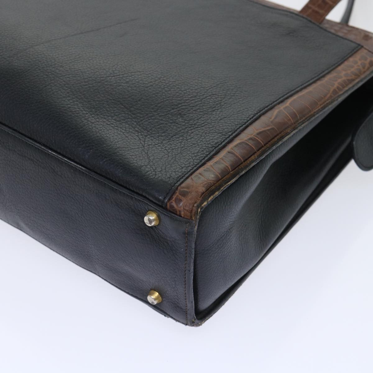 BALLY Shoulder Bag Leather Black Brown Auth bs7619
