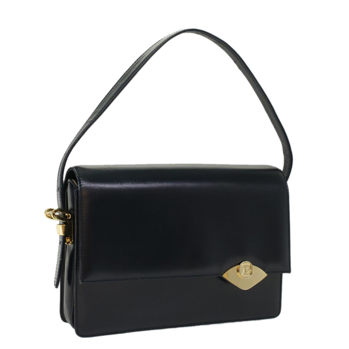 BALLY Shoulder Bag Leather Navy Auth bs7623